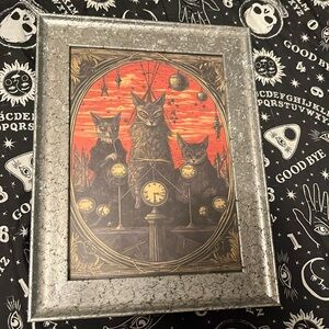 Spooky Horror Punk Goth Halloween Witch Black Cat 5x7 Framed Picture